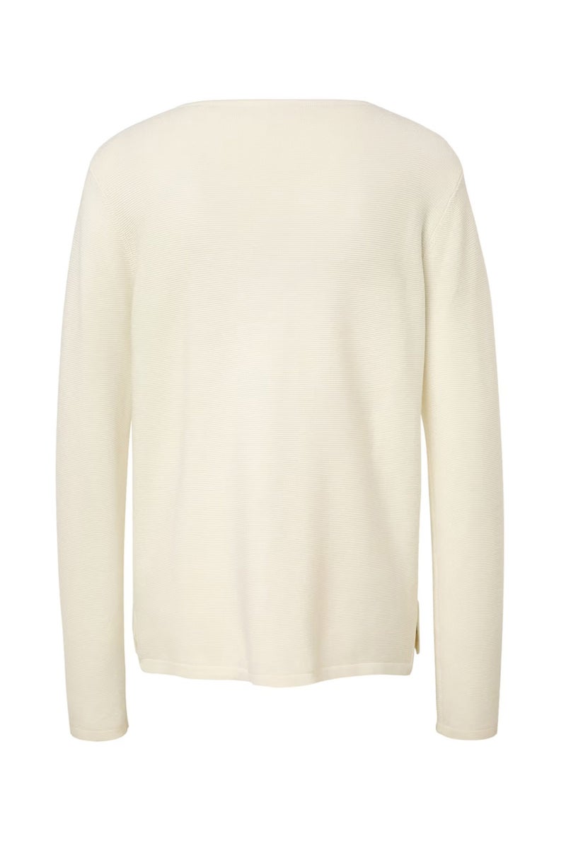 Tchibo Women V Neck Knitted Sweater, Off White - Image 3